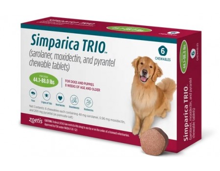 Симпарика ТРИО таблетки для собак от 20.1 до 40 кг, 1 табл