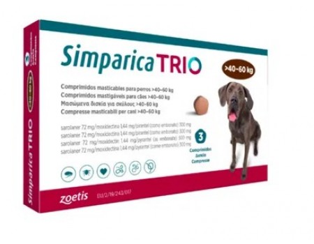 Симпарика ТРИО таблетки для собак от 41 до 60 кг, 1 табл