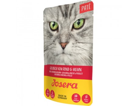 Влажный корм для кошек Josera Paté Gulasch vom Rind & Huhn, паштет из говядины и курицы, 85 г
