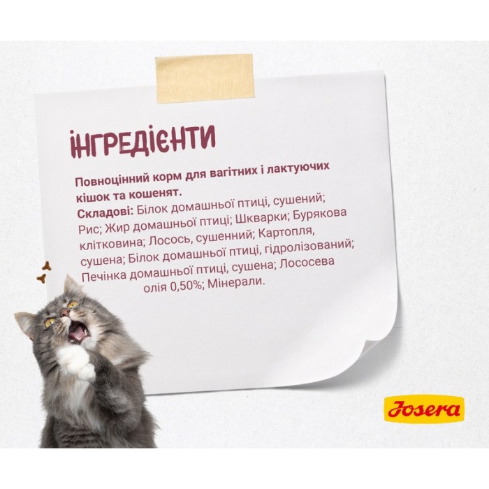 Сухой корм Josera Kitten для котят, для беременных и лактирующих кошек, с лососем, рисом и картофелем, 10 кг