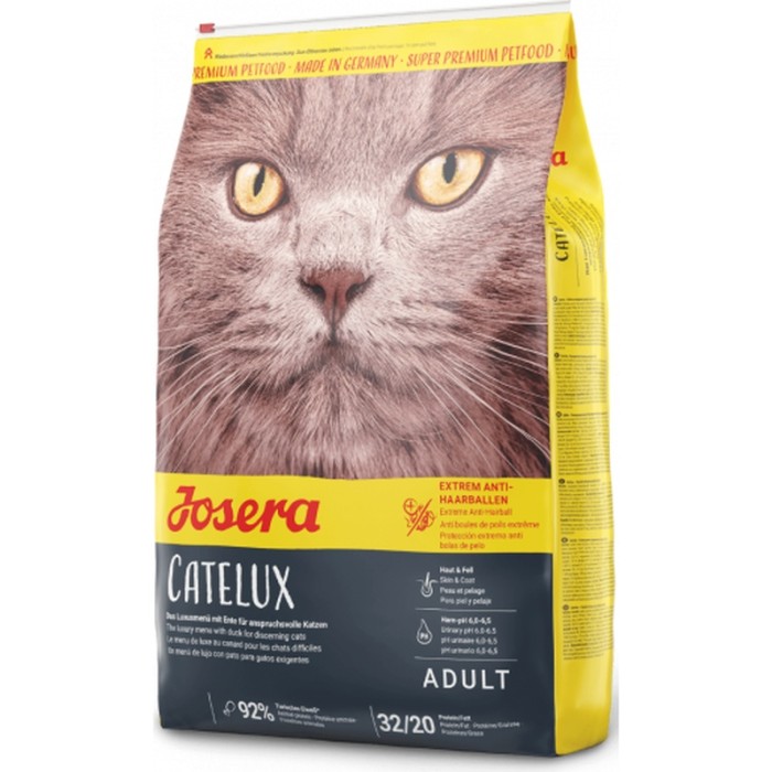 Josera Catelux — сухий корм для дорослих котів для виведення шерсті (качка, птиця) 10 кг