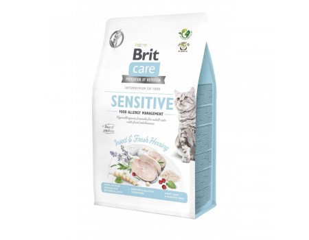 Сухой корм для кошек с пищевой непереносимостью Brit Care Cat GF Insect с насекомыми и рыбой 0,4 кг