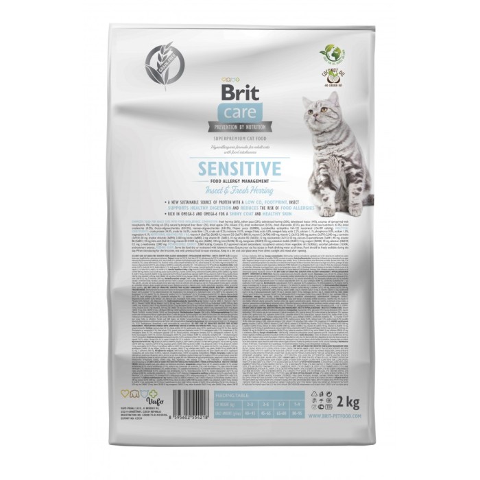 Сухий корм для кішок з харчовою нестерпністю Brit Care Cat GF Insect з комахами та рибою 2 кг