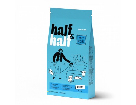 Корм сухой HalfHalf для щенков всех пород с говядиной 12 кг