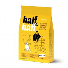 Корм сухой HalfHalf для взрослых кошек с говядиной 8 кг