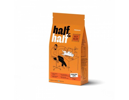 Корм сухой HalfHalf для стерилизованных кошек с говядиной 2 кг