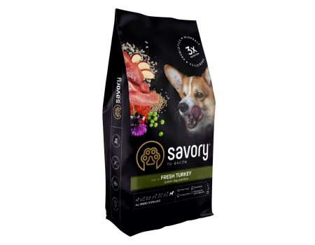 Сухий корм для стерилізованих собак Savory All Breed Sterilised rich in FreshTurkey зі свіжим м'ясом індички, 12 кг 