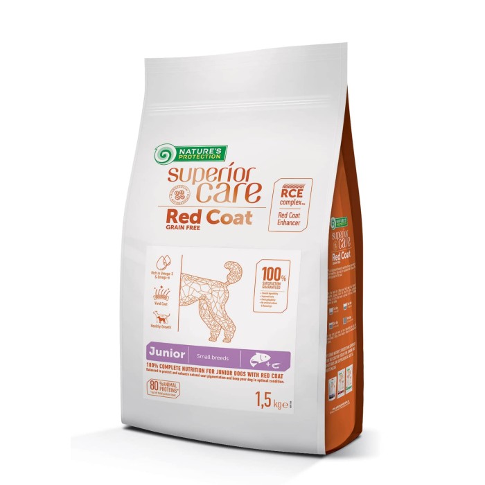 Сухий корм Nature's Protection Red Coat Mini Breed для цуценят дрібних порід з рудою шерстю, з лососем, 1.5 кг