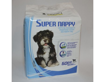 SUPER NAPPY(СУПЕР НАППИ) Пеленки для собак, щенков и кошек 1 шт  60Х60 см