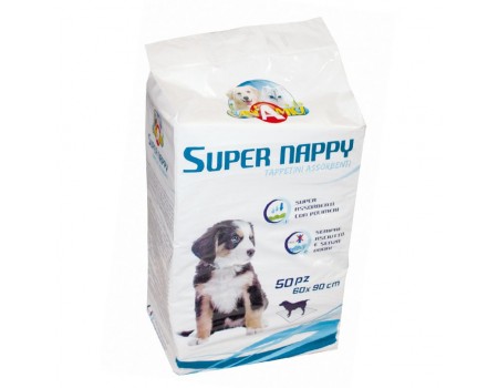 SUPER NAPPY(СУПЕР НАППИ) Пеленки для собак, 50 шт, 60Х40 см