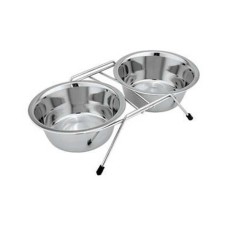 Підставка Swastik Industries металева під миски +2 миски низька, 2×250мл