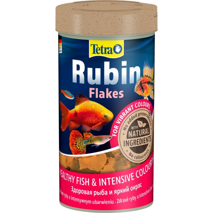 Корм Tetra Rubin Flakes для аквариумных окрасочных рыбок, хлопья, 52 г/ 250 мл