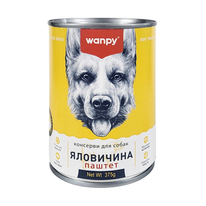 Вологий корм для собак Wanpy Beef ВАНПІ ЯЛОВИЧИНА паштет, 375 г