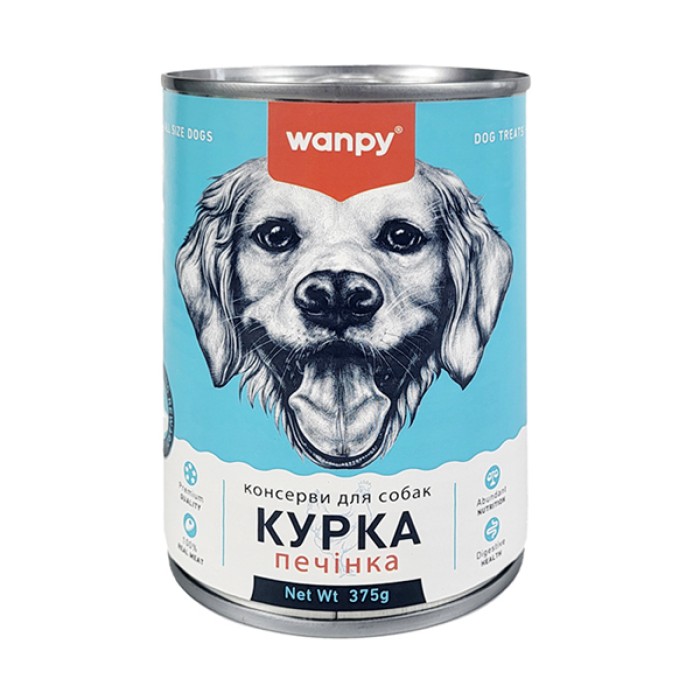 Вологий корм для собак Wanpy Chicken & Liver ВАНПІ КУРКА ПЕЧІНКА паштет, 375 г
