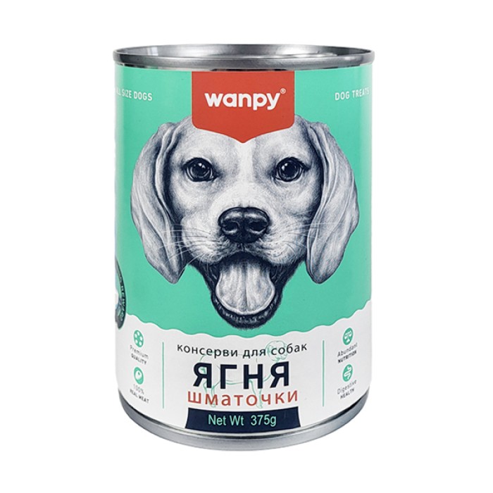 Вологий корм для собак Wanpy Lamb Chunk ВАНПІ ЯГНЯ шматочки, 375 г
