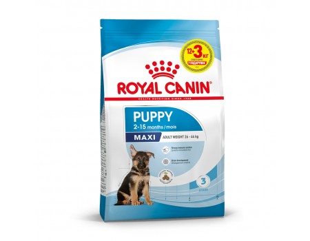 Корм для щенков ROYAL CANIN MAXI PUPPY 12 кг + 3 кг