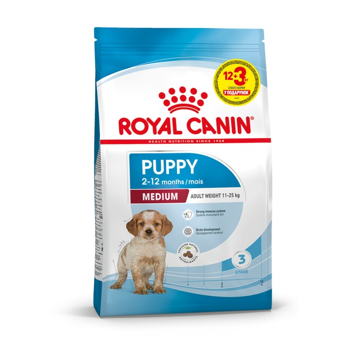 Корм для цуценят ROYAL CANIN MEDIUM PUPPY 12 кг + 3 кг