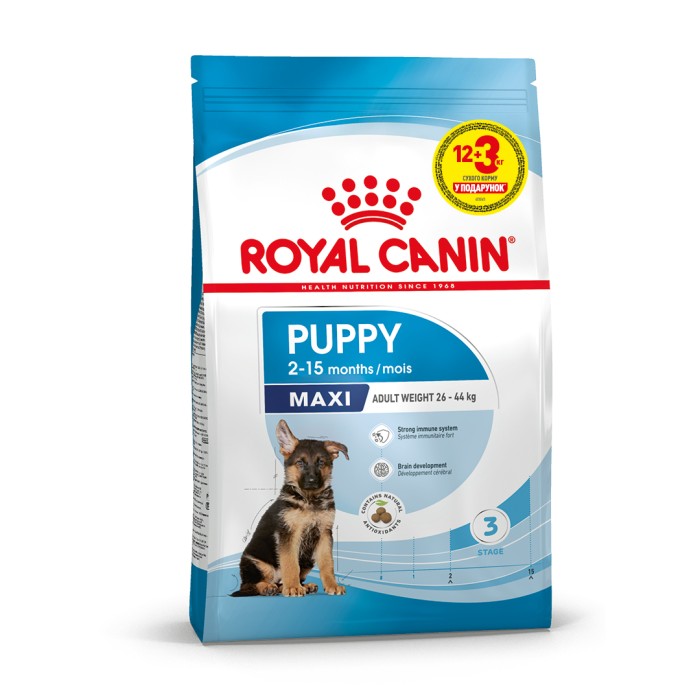 Корм для цуценят ROYAL CANIN MAXI PUPPY 12 кг + 3 кг