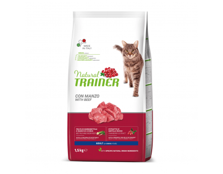 Trainer (Трейнер) Natural Super Premium Adult with Beef - корм для кішок з яловичиною 1,5 кг