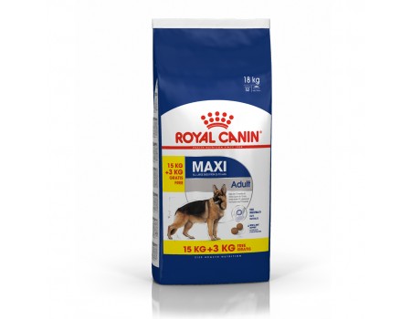 Royal Canin Maxi Adult для взрослых собак крупных размеров 15 кг + 3 кг в подарок