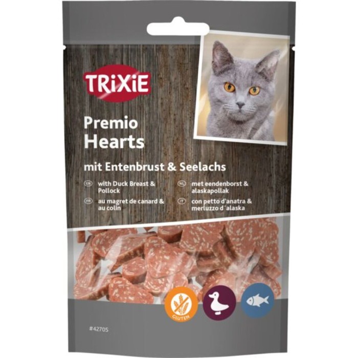 Серця для котів TRIXIE - Premio, качка та сайда, 50 г