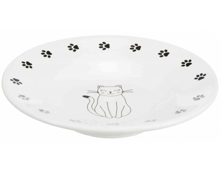 Миска для коротконосых пород кошек TRIXIE (керамика) 0.2 л/? 15 cм, белый с рис