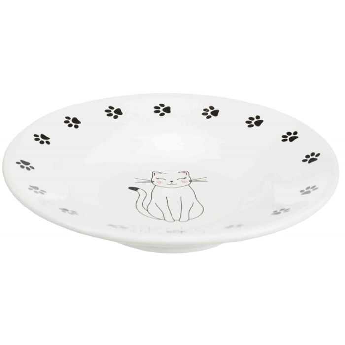 Миска для коротконосых пород кошек TRIXIE (керамика) 0.2 л/? 15 cм, белый с рис