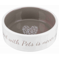 Миска для собак"Pet's Home" TRIXIE (керамика) 0,3л/12 cм,крем/серый