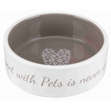 Миска для собак"Pet's Home" TRIXIE (керамика) 0,3л/12 см,крем/серый