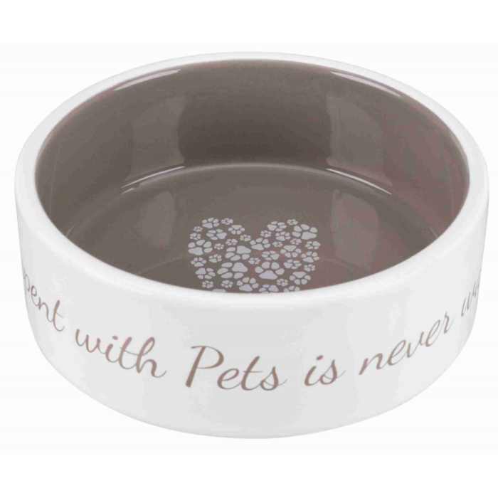 Миска для собак"Pet's Home" TRIXIE (керамика) 0,8л/16 см,крем/серый