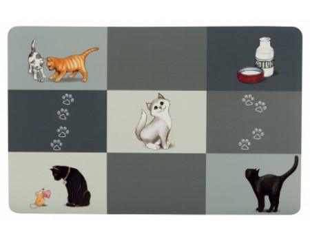 Килимок під миску для лагідної кішки TRIXIE, 44 x 28 см, сірий