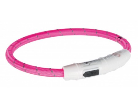 Светящийся ошейник для собак TRIXIE,  45см/D 7мм, розовый