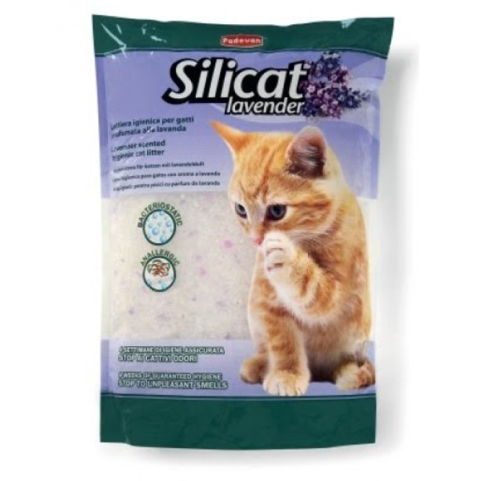 Padovan SILICAT LAVENDER Гигиенический наполнитель для кошачьих туалетов на основе силикагеля с ароматом лаванды, 5л, 