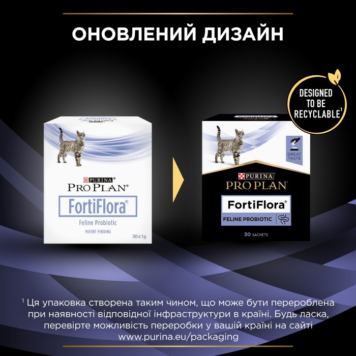 Пробіотик PRO PLAN FortiFlora для дорослих котів та кошенят для здорового травлення та зміцнення імунітету 7х1 г