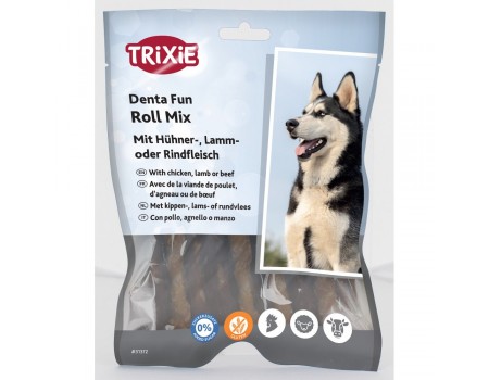 Ласощі Trixie Denta Fun Roll Mix with chicken, lamb or beef для собак Паличка для чищення зубів з куркою, ягням або яловичиною, 10 см, 250 г