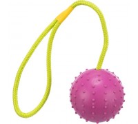 Резиновый мяч на веревке для собак TRIXIE, D- 7 см / 30 см, лайм/розов..