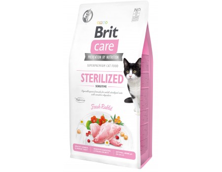 Сухой корм для стерилизованных кошек с чувствительным пищеварением Brit Care Cat GF Sterilized Sensitive с кроликом, 7 кг