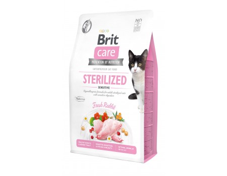 Сухий корм для стерилізованих котів з чутливим травленням Brit Care Cat GF Sterilized Sensitive з кроликом, 2 кг