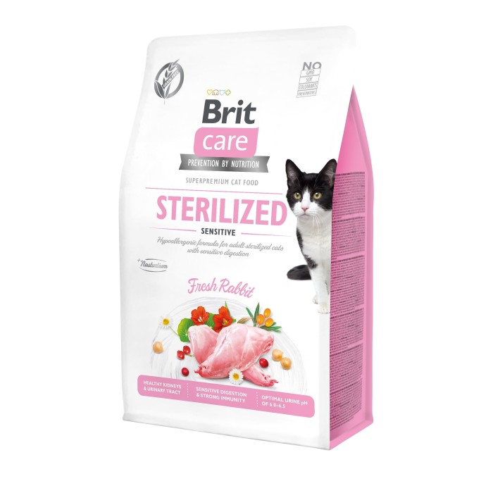 Сухой корм для стерилизованных кошек с чувствительным пищеварением Brit Care Cat GF Sterilized Sensitive с кроликом, 0,4 кг*