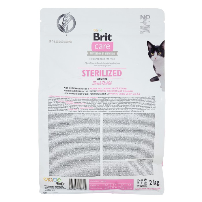 Сухий корм для стерилізованих котів з чутливим травленням Brit Care Cat GF Sterilized Sensitive з кроликом, 2 кг