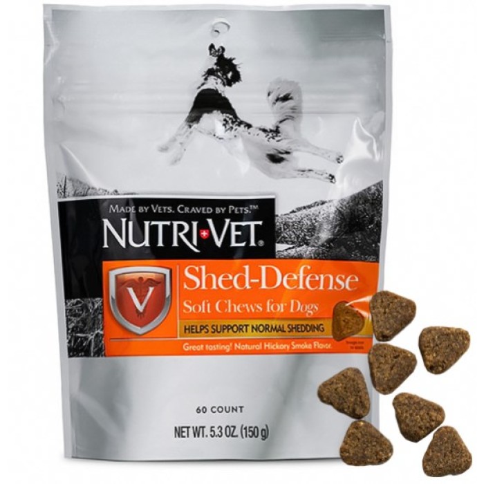 Nutri-Vet Shed-Defense Soft Chews НУТРИ-ВЕТ ЗАЩИТА ШЕРСТИ витамины для шерсти собак, жевательные таблетки, 60 табл. 