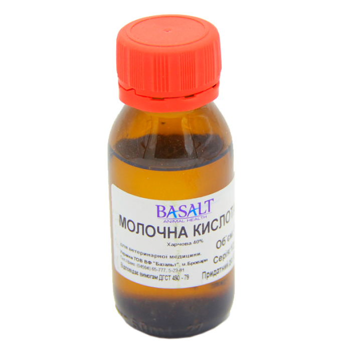 Молочная кислота 40% 100мл (устр.брод.проц), Базальт 
