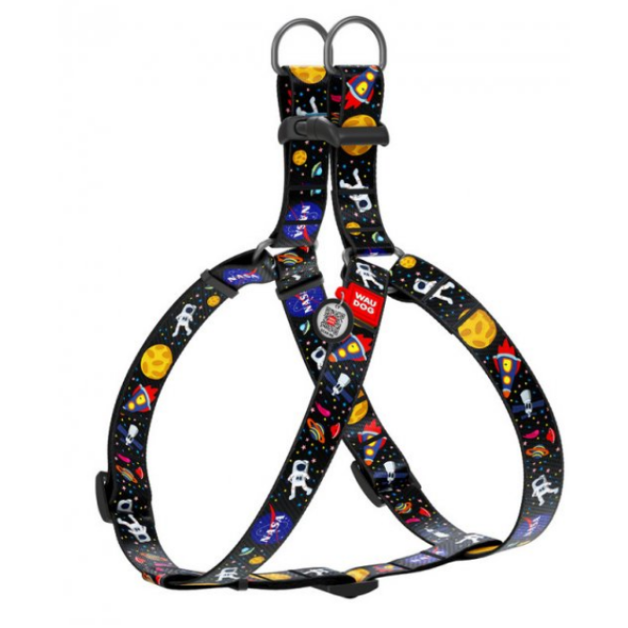 Шлея WAUDOG Nylon NASA нейлон разноцветный с QR паспортом 5020 ( обхват груди - 50-88 см, ширина-20 см)