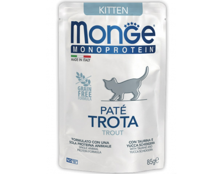 Monge Cat Monoprotein Trota форель  Полнорационный корм для котят Паучи с форелью  85 г