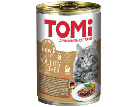 TOMi poultry liver ПТИЦА ПЕЧЕНЬ консервы для кошек, паштет , 0.4 кг.