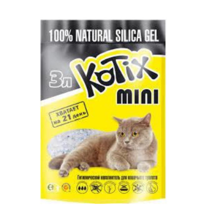 Kotix  Силикагелевый наполнитель для кошачьего туалета, 3,0 л