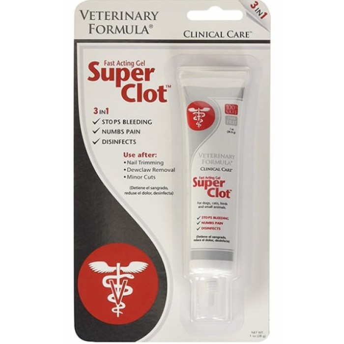 Гель для обробки ран Veterinary Formula Clinical Care Super Clot, кровоспинний, знеболюючий та дезінфікуючий, 28 г