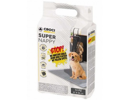 SUPER NAPPY(СУПЕР НАППИ) Пеленки для собак с активным углем  57Х54 см 14 шт