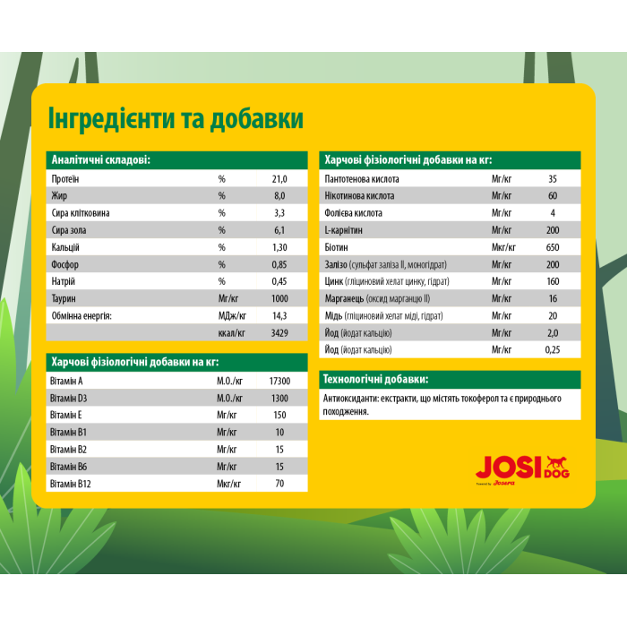 JosiDog Senior / Light (21/8) - корм Йозидог для менее активных старших собак 15 кг
