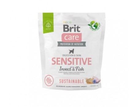 Корм для собак с чувствительным пищеварением Brit Care Dog Sustainable Sensitive с рыбой и насекомыми, 1 кг